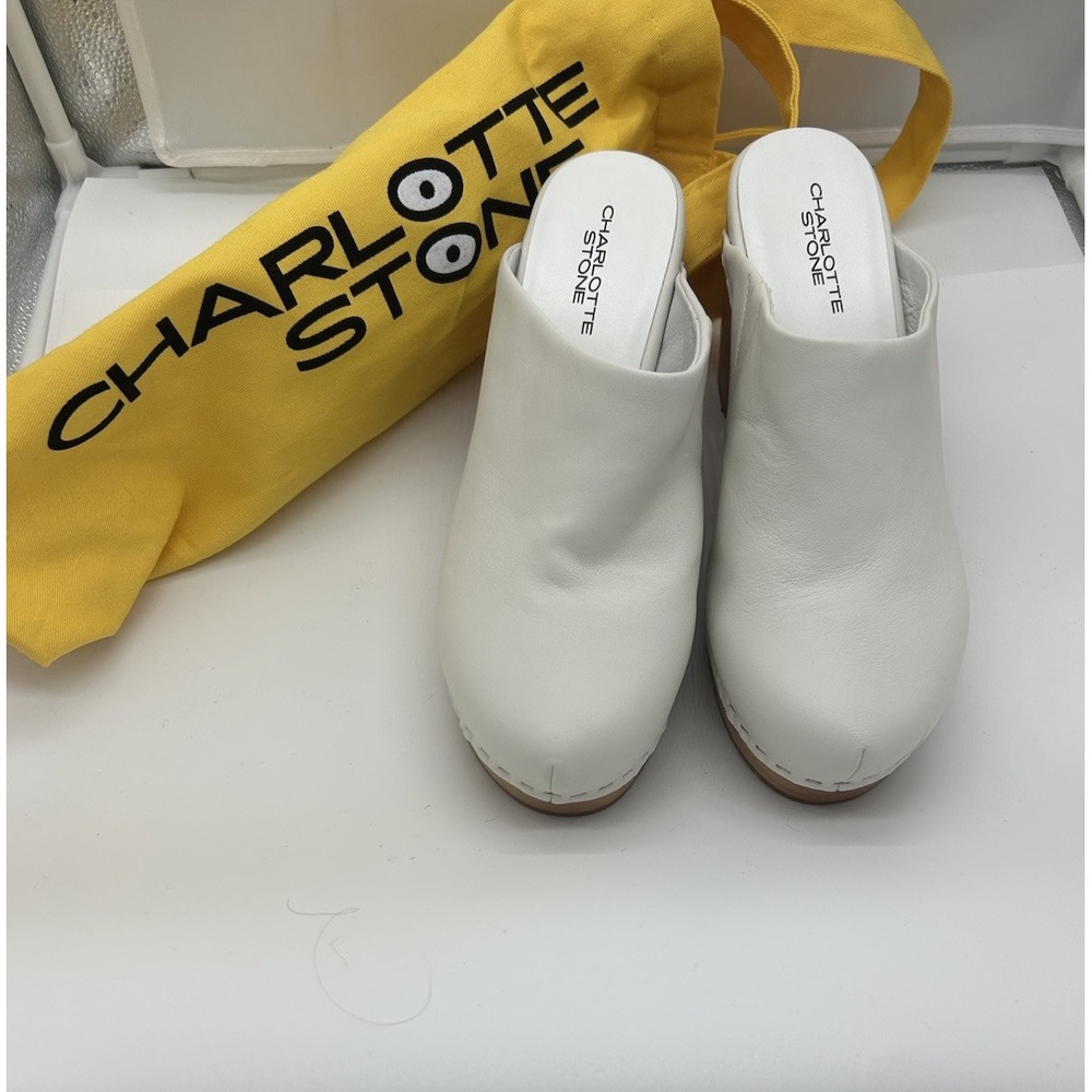 Charlotte Stone White Wooden Marlo Clog Size 10 New